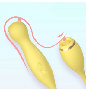 LILO - Cute Cat Dual-Head Vibrating Massager (Chargeable - Yellow)